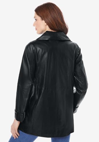 Roaman's Women's Plus Size A Line Leather Jacket3