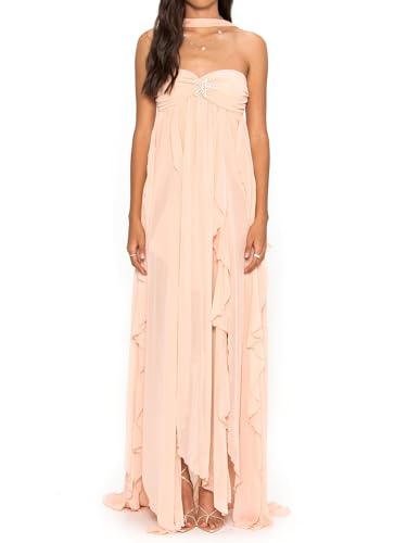 Image of Women Y2k Backless Long Dress Halter Tie Neck Maxi Dress Flowy Beach Sundress Summer Streetwear