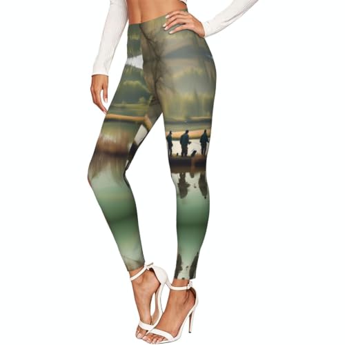 Leggings de compresión suave Fishing Lake para mujer - Ropa de gimnasio fitness