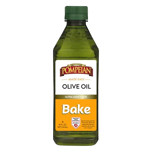 Pompeian Made Easy Bake - Aceite de oliva para hornear, sabor ultraligero, perfecto para hornear alimentos como brownies y pasteles, certificado por la Asociación Americana del Corazón,
