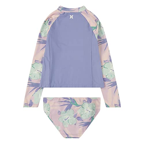 Hurley Girls' Long Sleeve Rash Guard 2-Piece Swimsuit Set-Discontinued2