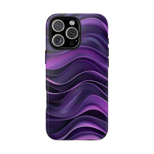 Coque rigide brillante iPhone 16 Pro Max motif vague violette