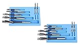Accusize Industrial Tools 14 Pc H.S.S. Counterbore Set, 3 Flute, Straight Shank, Inch/Metric, 508S-0007+007M