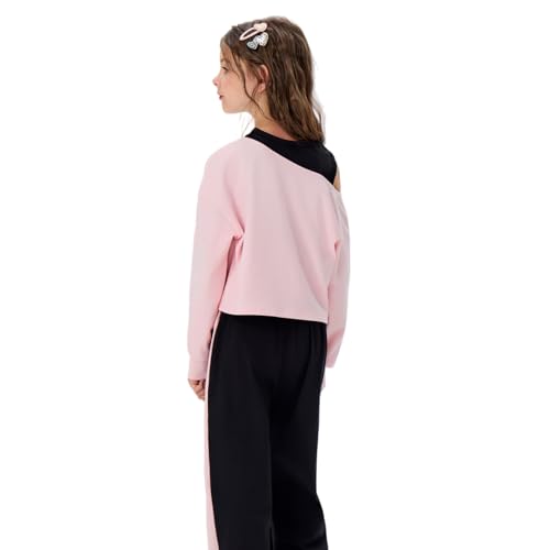 MIANZHI Girls 3 Piece Outfits Graphic Crop Top Camisole and Sweatpants Set Fall Workout Shirt Tank and Pants Overalls Pink 5-6 Years — view 4