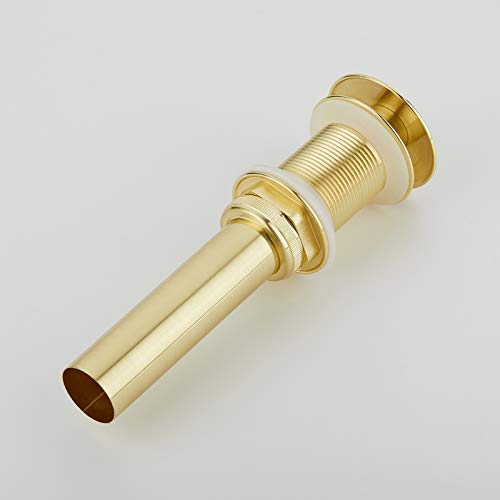 Esfort Pop Up Sink Drain Without Overflow, Bathroom Sink Pop Up Assembly Vessel Sink Drain, Brushed Gold #TOP4
