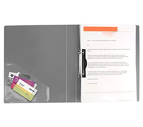 Image of Plastic File Folder 2D Ring Binder F /S Legal Size Tough & Durable Ring Binder Box Board File Grey - 4
