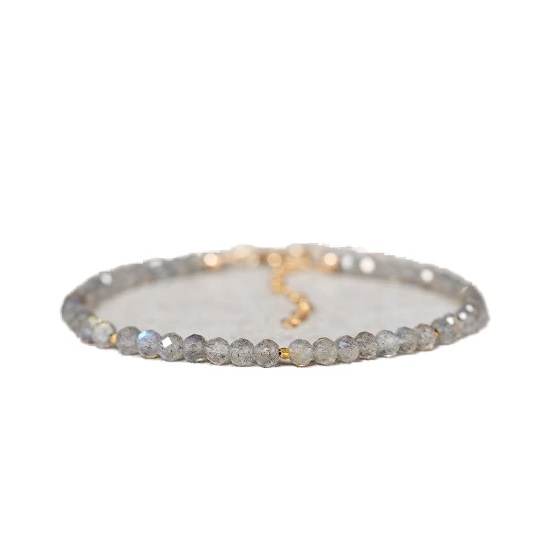 Bracelet labradorite 3mm de qualité supérieure avec fermoir plaqué or précieux