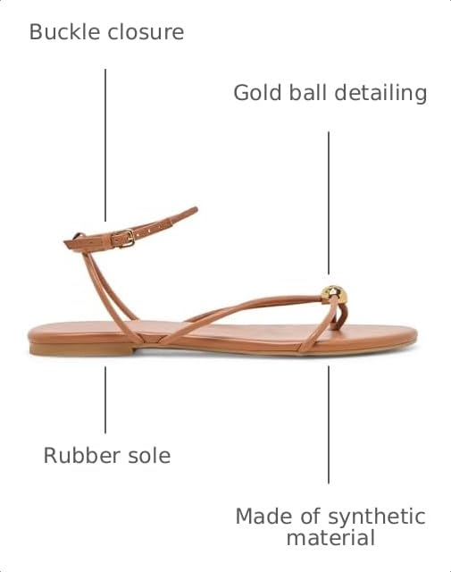 Image of Strappy Flat Sandals for Women Comfortable Open Round Toe Sandals Dressy Beach Thong Flip Flop Slides