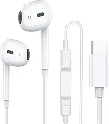 Fones de ouvido tipo C para iPhone 15 15 Pro 15 Pro Max 16 16 Pro Max com fio, fones de ouvido estéreo compatíveis com a maioria dos dispositivos com conector tipo C - DM SHOPP