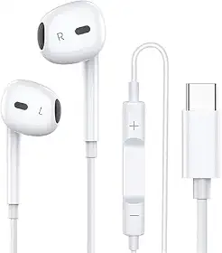 Fones de ouvido tipo C para iPhone 15 15 Pro 15 Pro Max 16 16 Pro Max com fio, fones de ouvido estéreo compatíveis com a maioria dos dispositivos com conector tipo C - DM SHOPP