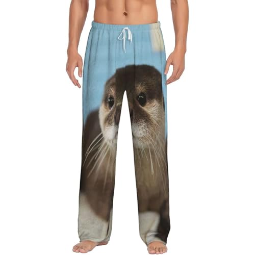 Pantalon de pyjama homme en polaire loutre mignon avec poches