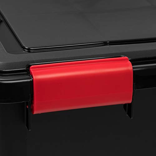 IRIS USA 70 L (74 US Qt) WEATHERPRO Plastic Storage Box with Durable Lid and Seal and Secure Latching Buckles, Black with Red Buckles, 4 Pack by IRIS USA - Image 6