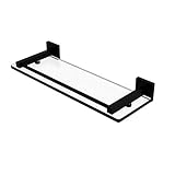 Allied Brass MT-1-16-GAL Montero Collection 16 Inch Gallery Rail Glass Shelf, Matte Black