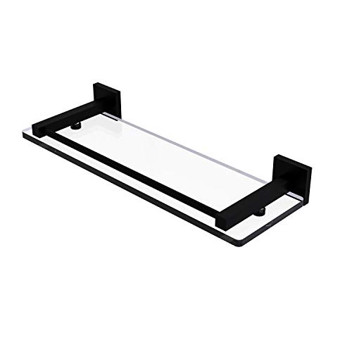 Allied Brass Mt-1-16-Gal Montero Collection 16 Inch Gallery Rail Glass Shelf, Matte Black #TOP12