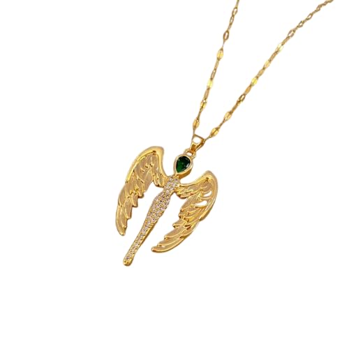 ZXQUEGF Precioso Colgante de Cruz de Ángel para Mujer, Cadena de Acero versátil de Oro Que no se decolora, Regalo de joyería