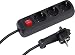 Produktbild Meister Steckdosenleiste 3-fach - Extraflacher Stecker - 2 m Kabel - schwarz - IP20 Innenbereich - Beleuchteter Schalter / Mehrfachsteckdose / Steckerleiste mit Flachstecker / 7430200