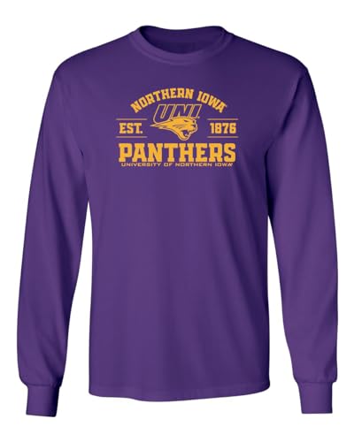 CornBorn Northern Iowa Panthers Tshirt - Long Sleeve UNI Panthers Established 1876 - Purple - XL