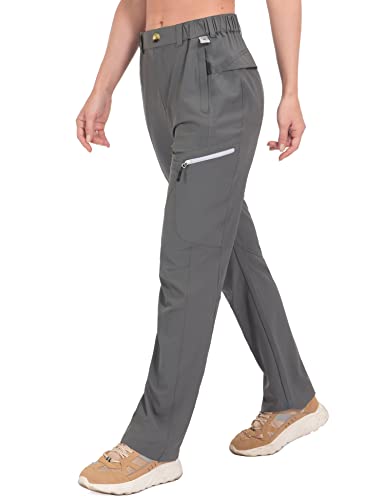 Mapamyumco Pantalones de trabajo de carga resistentes al agua para mujer, para golf, senderismo, senderismo, pantalones elásticos con bolsillos Grey-B XS Cover