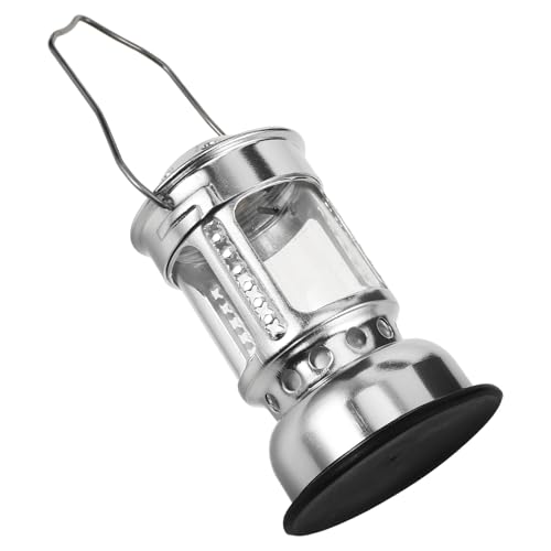 Ciieeo Farol de Vela Plateado para Camping al Aire Libre Linterna de Aluminio Ligera con Base Incluida y Función para Colgar Adecuado para Pesca Nocturna y Actividades Exteriores