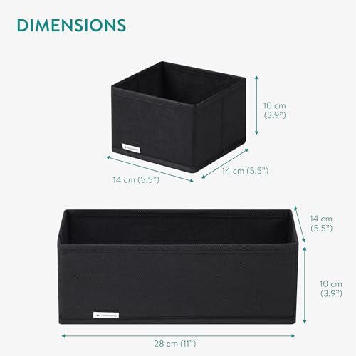 Navaris Set of 6 Storage Box Cubes - Black Fabric Drawer Organisers - Space Saving Cube Boxes - Soft, Foldable, Collapsible Shelf Unit Cubes Ideal for Living Room & Bedroom Shelves by Navaris - Image 3
