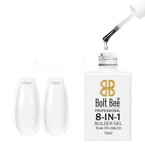 Image of Bolt Bee 8in1 Nail Glue Gel - Builder Gel for Nail Extension, Repair, Strengthening, Apex Building, Blooming & Rhinestone Fixing - Soak Off UV /LED Gel, 15ml