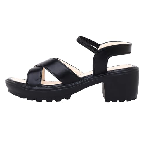 Image of Todhwear Womens Platform Sandals | Chunky Mid Heel Slip-On Sandals | Open Toe Comfortable Dress Shoes for Casual |