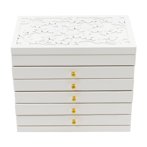 Wiyuer Grande Coffret à Bijoux à 6 Niveaux avec Tiroirs - Boîte à Bijoux Spacieuse - Moderne - Pour Bagues, Boucles d'Oreilles – vue 4