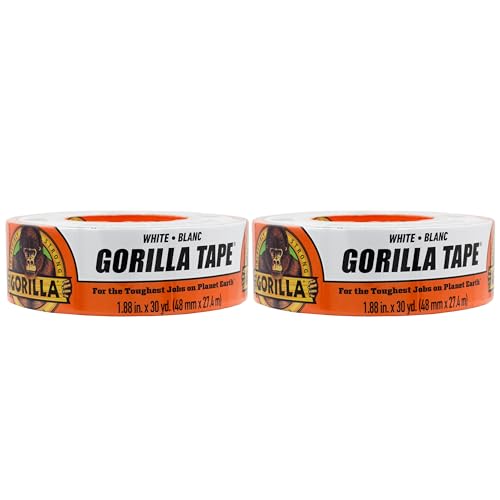 Gorilla Tape, White Duct Tape, 1.88 x 30 yd, White, (Pack of 2)