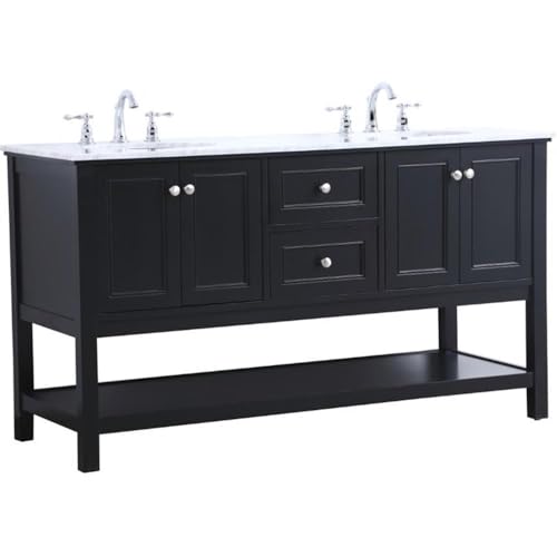 Elegant Decor Metropolis 60" Double Sink Marble Top Bathroom Vanity