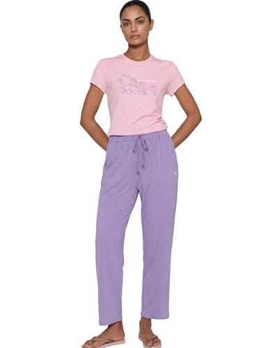 Image of Enamor Mid Rise Regular Length Adjustable Drawstring Basic Home Lounge Pant for Women - Relaxed fit - E404