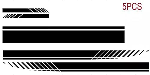 Sunjika Vinyl Car Side Mirror And Hood Decal Racing Stripes Sticker Accessories Set Long Stripe Graphics Body Sports Decals Universal Car Vechine Diy Modify Decoration 5Pcs (Black） #TOP2