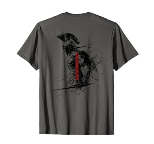 RTUZ Griechischer Sparta Helm Krieger Soldat backprint Spartaner T-Shirt, Frauen, Unisex-Erwachsene, Unisex-Kinder, Kurzarm, T-Shirt, Grau, Klein