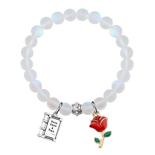 AKTAP Beauty B-ast Movie Inspired Earring Rose Book Charm Jewelry for Princess Fans - Main Image