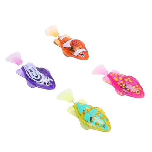 RiToEasysports 4PCS Electric Fish Toy, LED Glowing Effect Artificial Fish with Water Activated Technology for Pet Entertainment Bathtub