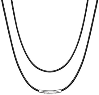 ChainsHouse Leather Necklace Braided Rope Chain 316 Stainless Steel Clasp 2/3mm -16 18 20 22 24 26 28 30 in Waterproof Black Brown Red Cord Chain for Men Women