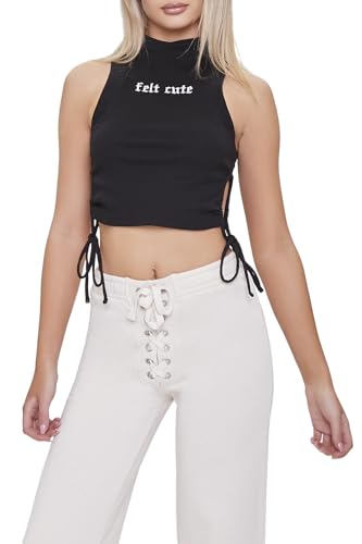Haut court en feutre brodé noir pour femme au style tendance chic