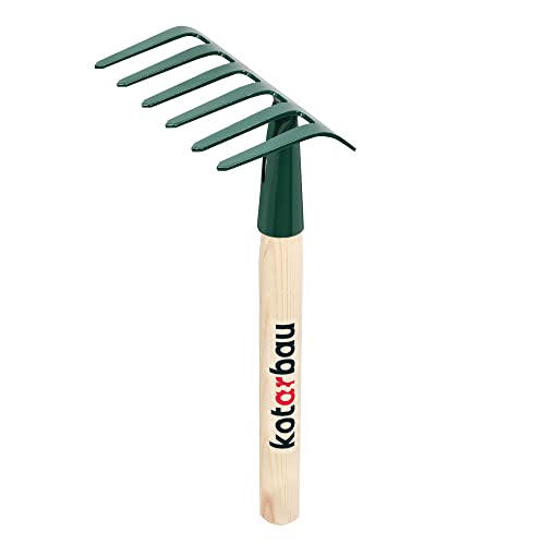 KOTARBAU® Mini rastrillo de Metal, Rastrillos para Trabajos de jardinería, Rastrillo pequeño para Limpiar, mullir y Alisar el Terreno, Herramientas de jardín para Tierra, Rastrillo de Mano de 6 púas