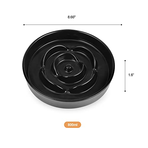Sted Slow Feeder Dog Bowls Ceramic, 2.5 Cups Slow Feeder Dog Bowls Small Medium Breed, Dog Food Bowls, Heavy Premium Ceramic Dog Bowls, Help Dog Slow Down Eating, Diameter 8.6 In & Tall 1.6 In, Black #TOP5