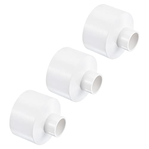 PATIKIL PVC Reducer Pipe Fitting 63mm to 25mm ID, 2 Pack Straight Coupling Adapter Connector, White