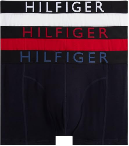 Tommy Hilfiger Herren 3er Pack Boxershorts Trunks mit Logobund, Schwarz (Blk/Blk/Blk), M 1