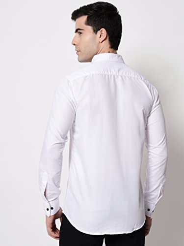 Image of Zombom Men's Regular Fit Cotton Blend Printed Spread Collar Full Sleeve Casual Shirt