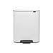 Brabantia Bo Cubo de Basura con Pedal, Acero, Blanco, 2X30L