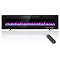 BREEZEHEAT 72inch Electric Fireplace Recessed Wall Mounted-Ultra Thin Wall Fireplace Heater for Living Room/Bedroom with Remote Control, Touch Screen, Adjustable Flame, 8H Timer, 750w/1500w