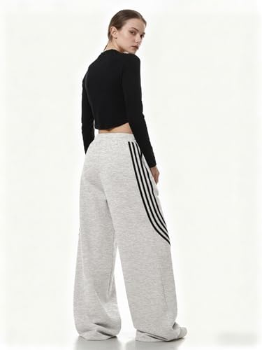 Image of EMMIOL Women's Y2K Baggy Barrel Striped Sweatpants High Waisted Wide Leg