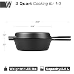 Pre-seasoned Cast Iron Double Dutch Oven Pot with Skillet Lid, for Bread Baking, Outdoor, Campfire Cooking, 3 Quart - Image 3