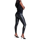 SPANX Assets Red Hot Legging - Women’s Leather Look Shaping Leggings - …You'll Look Red Hot - Very Black, Large