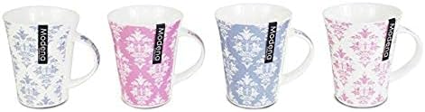 New Bone China Set of 4 Tea Coffee Mugs Home Office 2 Assorted Patterns