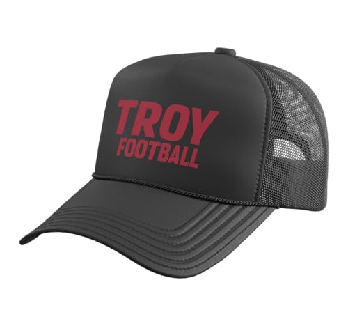 Troy Football Trojans TROY13 Trucker Hat with Adjustable Mesh Back, Black