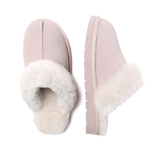 Women Raven Slippers Womens Warm Winter Sheepskin Suede Mule3