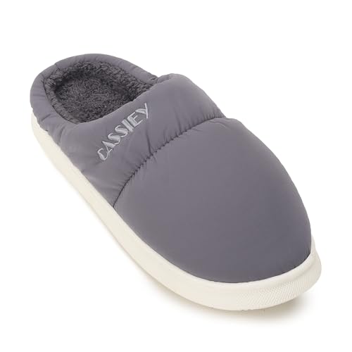 Image of CASSIEY Slippers for Mens Winter Home Indoor Outdoor Warm Thick Sole Waterproof down Cotton Slipper
